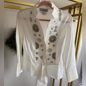 Carlisle Ivory Embroidered Top